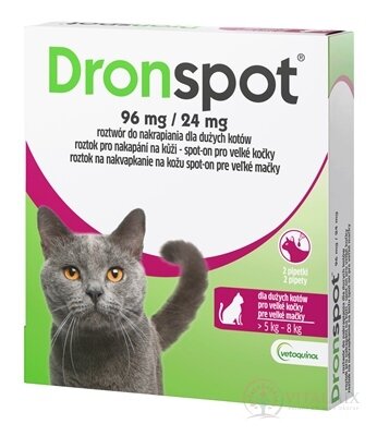Dronspot 96 mg/24 mg spot-on (2 pipety) pro velké kočky (>5 - 8 kg) 2x1,12 ml